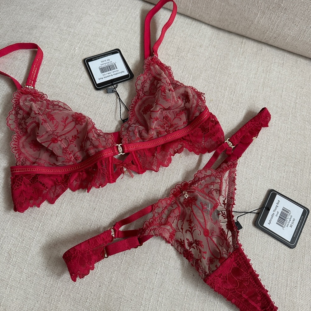 Elegant Red Lace Lingerie Set